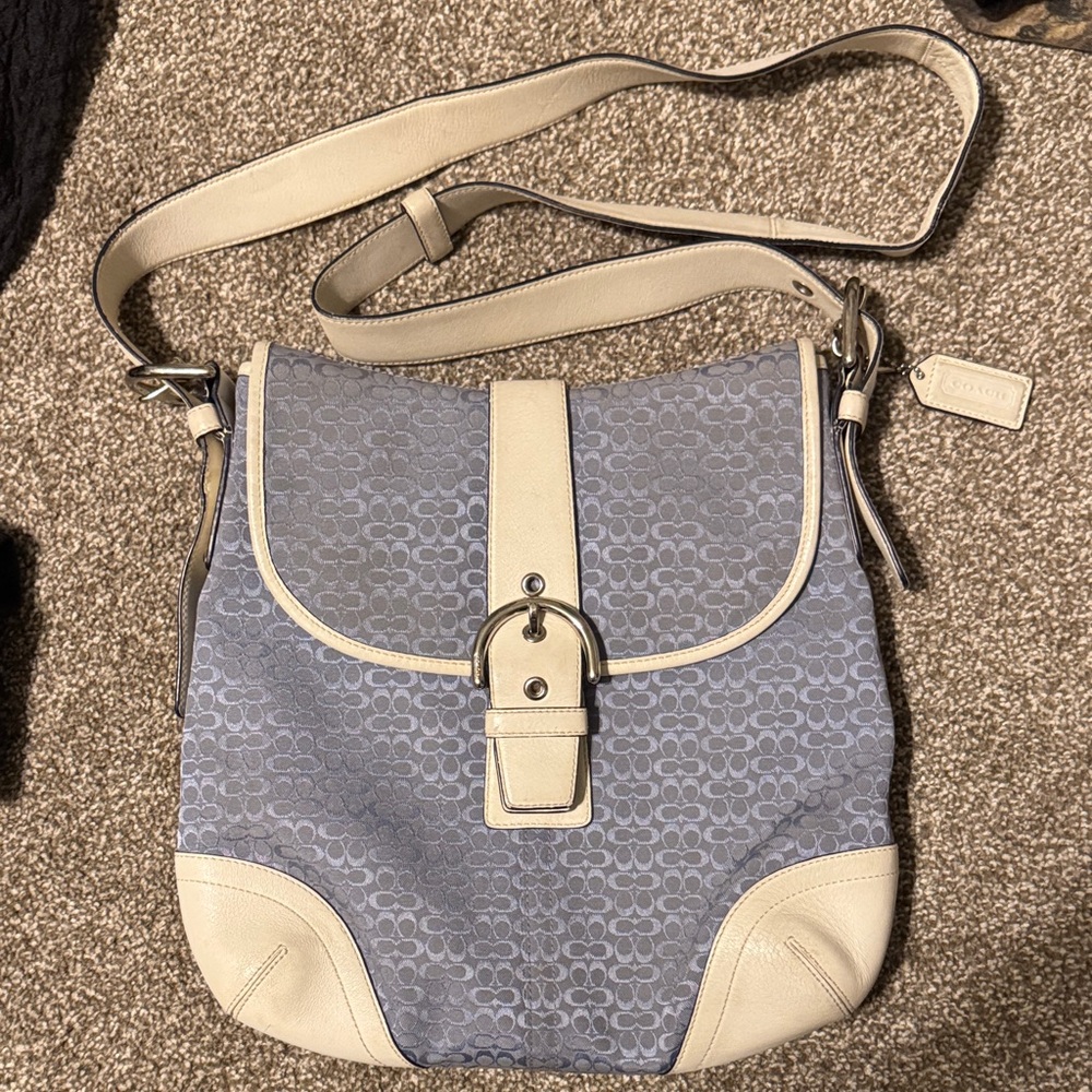 Vintage Y2K Coach Blue and Cream SOHO mini Cs crossbody Bag Authentic